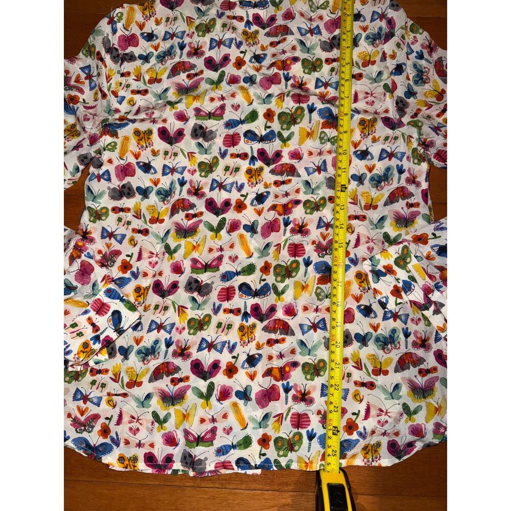 Anthropologie Carolyn Gavin Mariposa Silk Butterfly Blouse 8 Button Up - Picture 5 of 8